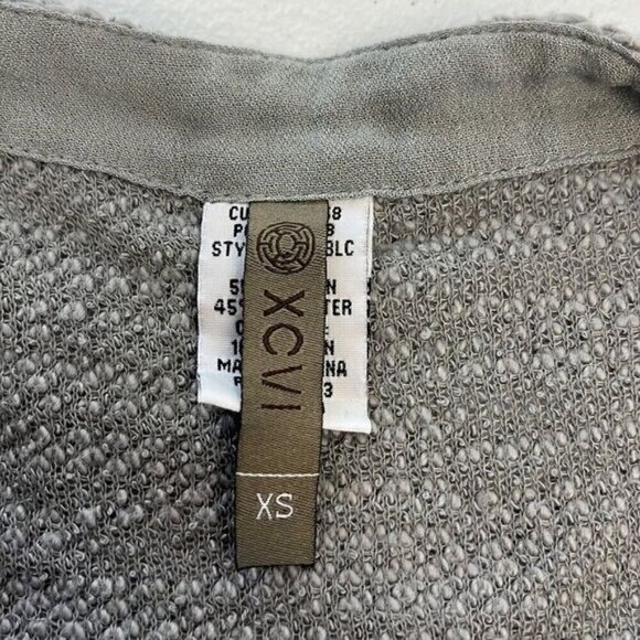 XCVI Cardigan Sweater Silver Waterfall Open Front Long Sleeve Cotton Layered XS - Picture 11 of 12
